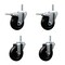Service Caster 4 Inch Soft Rubber Swivel 58 Inch Threaded Stem Caster Set 2 Total Lock Brakes SCC-TSTTL20S414-SRS-58212-2-S-2 - alternate 1